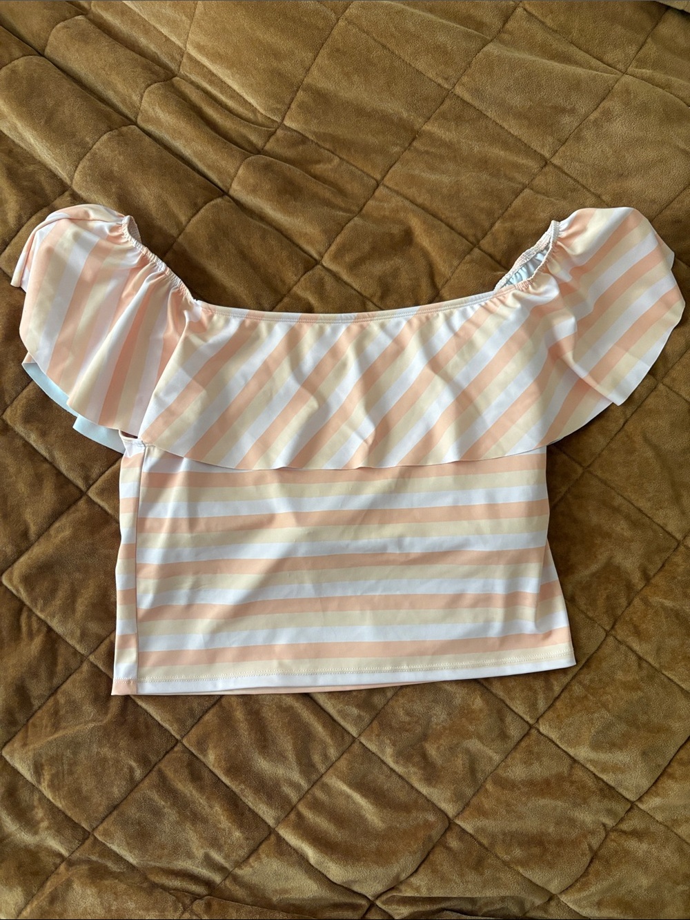 Kortni Jeane Striped Off-Shoulder Ruffle Top